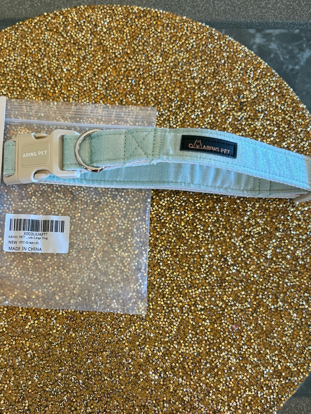 ARING PET NWT Mint Green Padded Dog Collar with Metal D-Ring. Large/XL Dog